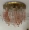 Lampadario da incasso in vetro di Murano rosa trasparente di Mazzega, Italia, anni '70, Immagine 24