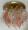 Italian Pink Clear Murano Chandelier Flushmount by Mazzega, 1970s 23