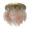 Italian Pink Clear Murano Chandelier Flushmount by Mazzega, 1970s, Image 1