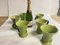 Französische Keramiktassen in Grün und Braun 2
