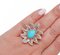 Rose Gold and Silver Flower Ring in Turquoise and Diamonds, 1960s 5