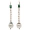 Pearls, Emeralds, Diamonds, Rose Gold and Silver Dangle Earrings, Set of 2 1