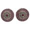 Rose Gold and Silver Earrings with Rubies and Diamonds, Set of 2 1