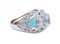 Turquoise, Aquamarine, Diamonds and 14 Karat White Gold Ring 2