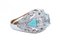 Turquoise, Aquamarine, Diamonds and 14 Karat White Gold Ring, Image 2