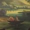 Artista italiano, Veduta di un fiume con personaggi, 1960, Olio su tela, con cornice, Immagine 6