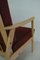 Vintage Beech & Red Fabric Easy Chair, Image 8