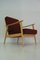 Vintage Beech & Red Fabric Easy Chair 5