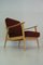 Vintage Sessel aus Buche & rotem Stoff 5
