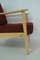 Vintage Beech & Red Fabric Easy Chair 10