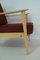 Vintage Beech & Red Fabric Easy Chair, Image 10