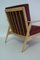 Vintage Beech & Red Fabric Easy Chair 12