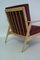 Vintage Beech & Red Fabric Easy Chair, Image 12