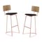 Boomerang Stools with Backrest & Copper Finishings by Pepe Albargues, Set of 2 1