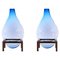 Runde Quadratische Blaue Bubble Vasen von Studio Thier & Van Daalen, 2er Set 1