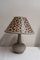 Vintage Table Lamp with Alcantarbean Foot with Fabric Screen in Leopard Pattern, 1970s 1