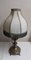 Table Lamp with Ornate Brass Base and Segmented Fabric Shade, Image 2