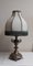 Table Lamp with Ornate Brass Base and Segmented Fabric Shade, Image 1