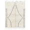 Large White Abstract Moroccan Beni Ourain Wool Rug 1