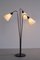 Modern Swedish Adjustable Three Arm Floor Lamp in Metal, Brass and Silk, 1950s 13