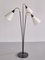 Modern Swedish Adjustable Three Arm Floor Lamp in Metal, Brass and Silk, 1950s, Image 1