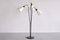 Modern Swedish Adjustable Three Arm Floor Lamp in Metal, Brass and Silk, 1950s 2