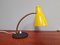 Lámpara de cacerola articulada de latón con metal lacado en amarillo y negro, años 50, Imagen 1