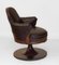 Leather and Walnut Swivel Railway Pullman Carriage Club Chair, 1870s, Image 5