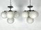 Vintage Space Age Ceiling Lamps in Chrome and Opaline Glass. Italy 1980s , Set of 2 1