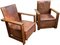 Modernist Lounge Chairs and Sofa in Oak and Leather by W.H. Russell for Gorgon Russell, 1930, Set of 3 3