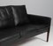 Three Seater Sofa in Original Black Leather and Rosewood attributed to Kurt Østervig, 1960s 6