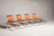 Sedie arancioni con tappezzeria in acciaio cromato, anni '70, set di 4, Immagine 3