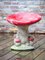 Sgabelli da giardino vintage in cemento rosso a forma di fungo con patina, Immagine 3