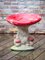 Sgabelli da giardino vintage in cemento rosso a forma di fungo con patina, Immagine 4