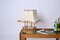 Lámpara de mesa de ratán, mimbre y tela blanca de Louis Sognot, Francia, años 60, Imagen 6