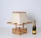 Rattan, Wicker and White Fabric Table Lamp by Louis Sognot, France 1960s, Image 3