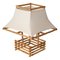 Rattan, Wicker and White Fabric Table Lamp by Louis Sognot, France 1960s, Image 1