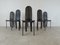 Vintage Black Leather Dining Chairs by Calligaris, 1980s, Set of 6 1