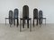 Vintage Black Leather Dining Chairs by Calligaris, 1980s, Set of 6, Image 1