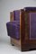 Art Deco Jatoba Wood and Purple Velvet Lounge Chair, 1930 8