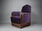 Art Deco Jatoba Wood and Purple Velvet Lounge Chair, 1930 1