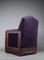 Art Deco Jatoba Wood and Purple Velvet Lounge Chair, 1930 7