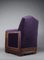 Art Deco Jatoba Wood and Purple Velvet Lounge Chair, 1930, Image 7