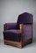 Fauteuil Art Déco en Bois de Jatoba et Velours Violet, 1930 9