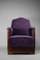Art Deco Jatoba Wood and Purple Velvet Lounge Chair, 1930, Image 10