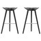 Black Beech and Stainless Steel Bar Stools by Lassen, Set of 2 1