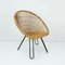 Mid-Century Armchair in Bamboo Wicker with Hairpin Legs, 1960s, Image 1