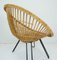 Mid-Century Armchair in Bamboo Wicker with Hairpin Legs, 1960s, Image 3