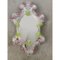 Specchio ovale intagliato a mano floreale verde e rosa di Simong, anni 2000, Immagine 9