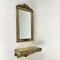 Vintage Gold Plated Wooden Mirror with Wall Console Belgium, 1960s, Set of 2 1